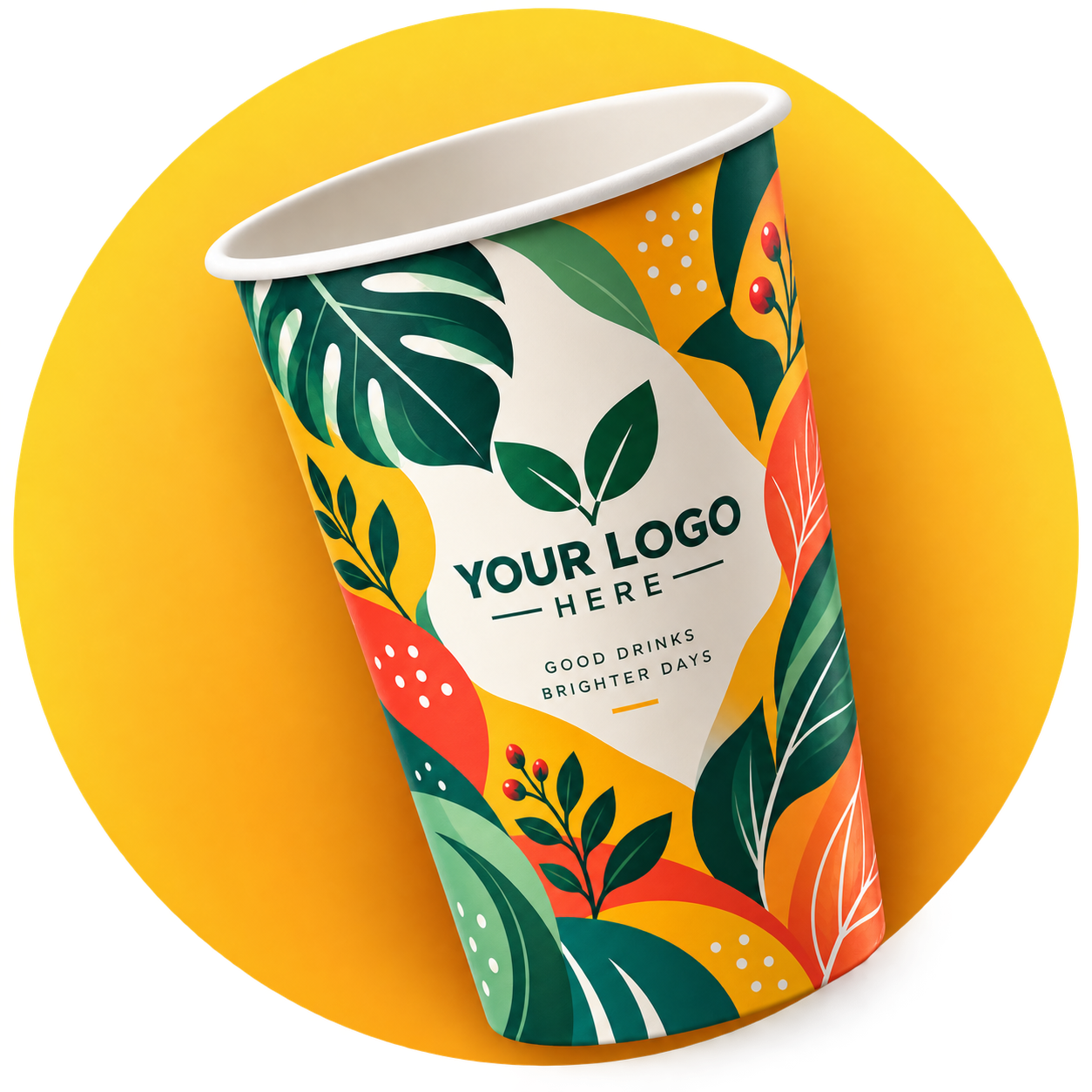 White Vinyl Paper Cup custom logo